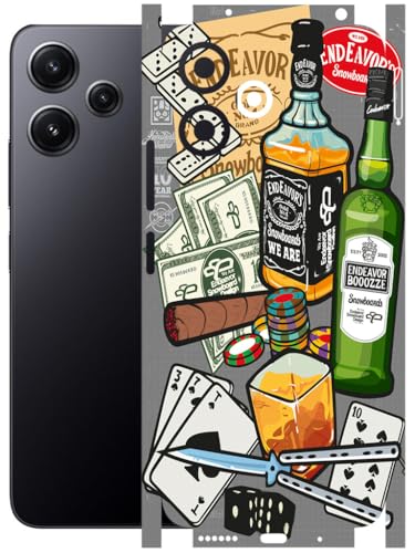 Image of AtOdds - Full Body Back Screen Guard Protector Film - Lamination Wrap Skin Sticker Compatible with Poco M6 PRO (5G) | Scratchproof Matte Finish (Wine Graffiti)