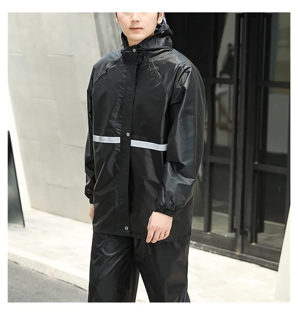 Raincoat Poncho Rain Proof Pants Coat Hoodie Waterproof Poncho Cloak Suit Raincoat with Reflective Strip Rain Coat (Color : Blue, Size : 4X-Large)