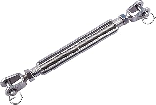 AOKOLL 3/8 Inch M10 Jaw & Jaw Turnbuckle for Cable Rope Tension, 304 Stainless Steel, 1200 lbs Load (1PCS)