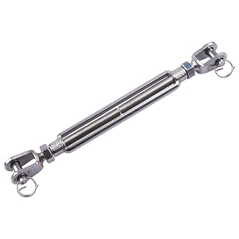 3/8 Inch M10 Jaw & Jaw Turnbuckle for Cable Rope Tension, 304 Stainless Steel, 1200 lbs Load 1PCS