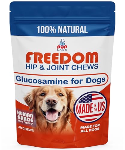 Pup Labs Freedom Joint Chews Dog Glucosamine Packed with Super Nutrients Delicious Hip and Joint Chews for Dogs Pain Relief for Dog Joints to Keep Your Pup Happy and Active Made in USA 30 Chews