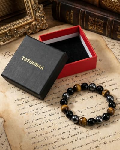 Image of Triple Protection Bracelet for Men & Women - Natural Tiger Eye, Black Obsidian & Hematite Beaded Bracelet - 10mm Healing Crystals for Luck, Prosperity & Spiritual Protection - Meaningful Gift
