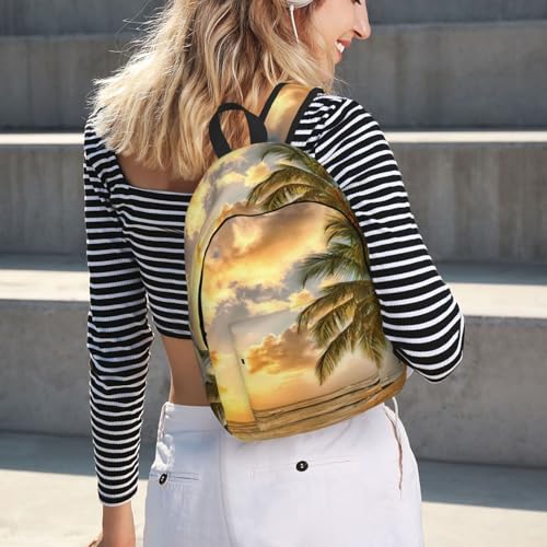 Sac à dos universitaire imprimé palmiers hawaïens pour femmes et hommes - 7
