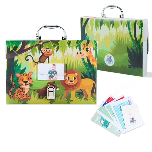 BLUSHY BABY 12 Pockets Baby File Organizer for Boy or Girl Our Baby Paperwork Organizer with Silver Metal Handle Lock Pregnancy Documents Baby Record Folder (Green)