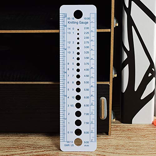 RAYNAG Knitting Needle Gauge Measuring Tool, Ruler & Stitch Gauge Window, Durable Sizer 5 Pack
