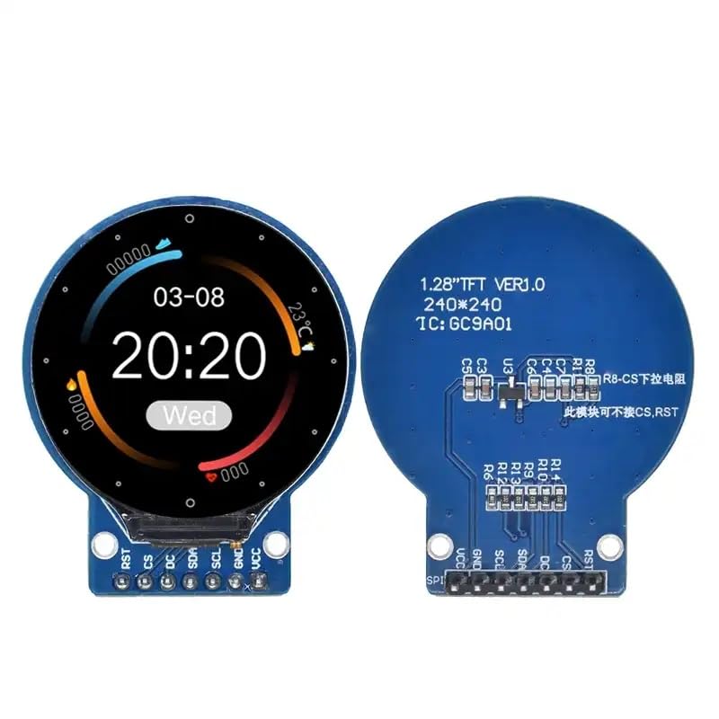 1.28 Inch Round TFT LCD Display Module, GC9A01 Driver IC, 240x240 RGB SPI Interface, 3.3V/5V Compatible ESP32, STM32 & DIY Projects-image-35