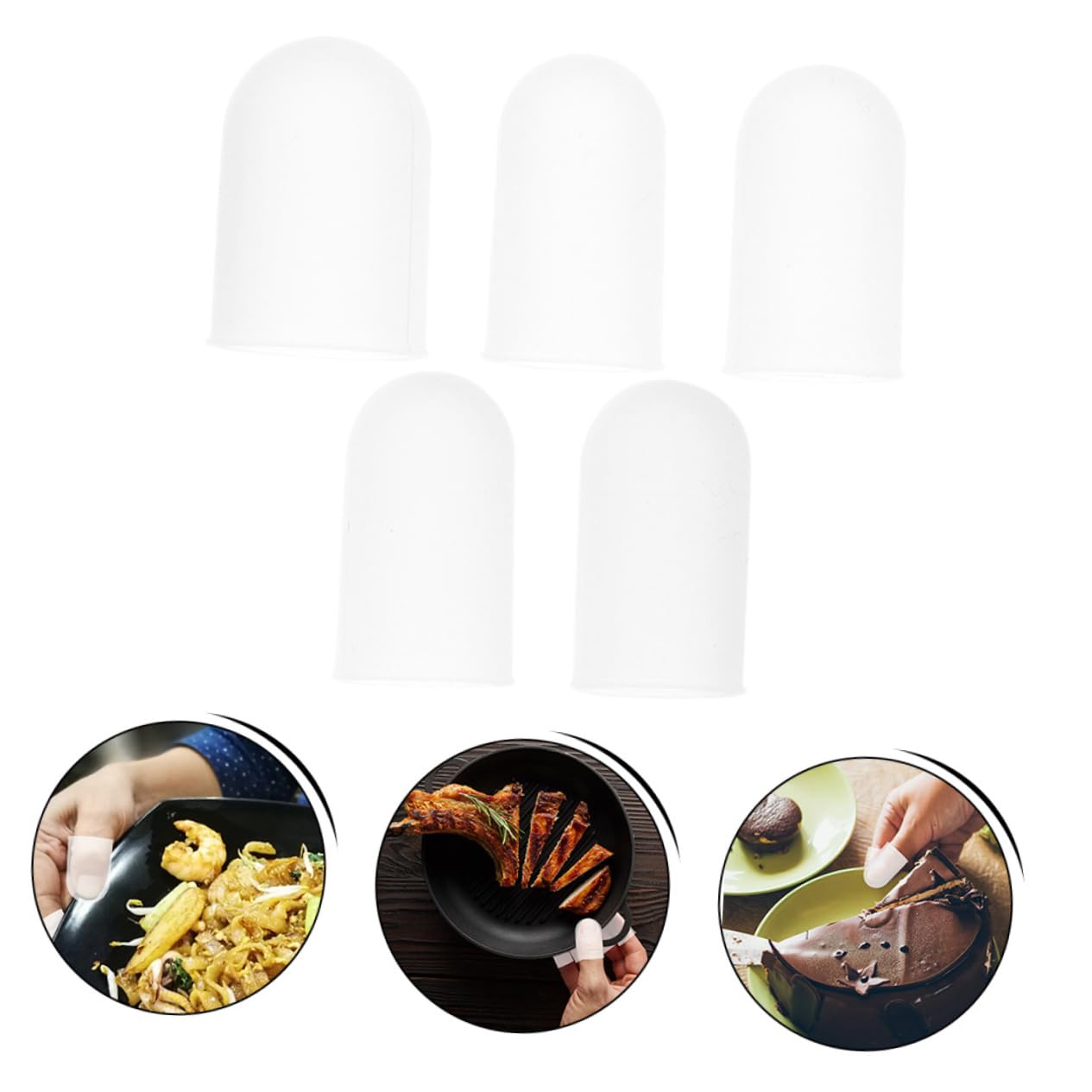 BEBEMOKO 5Pcs Silicone Wear Resistant Protective Covers with Non Slip Design for Comfortable Use and Enhanced Grip for Kitchen and Craft Work