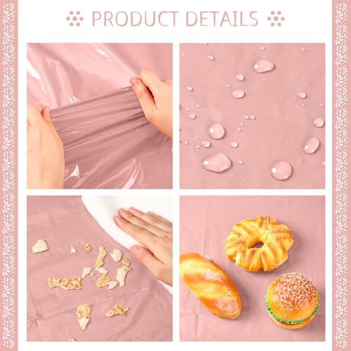 Image of Oudain 4 Pack Cielito Lindo Party Decoration Mexican Tablecloth Disposable Plastic Terracotta Mexican Cielito Lindo Baby Shower Table Decor Wedding Birthday Party Decorations(Floral,Pink)