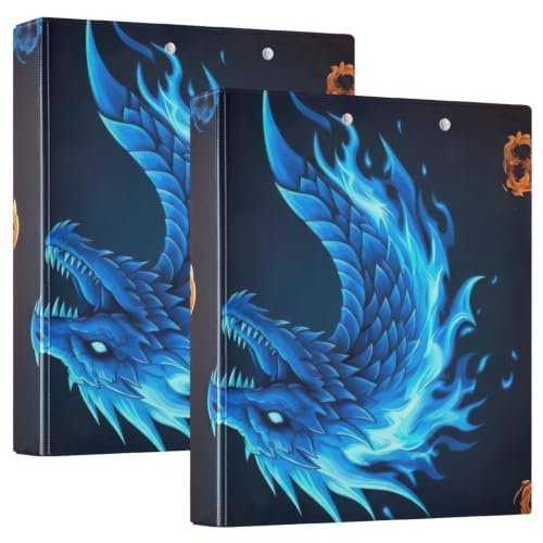 Classeur imprimé à 3 anneaux décoratif têtes de dragon avec poches intérieures de rangement