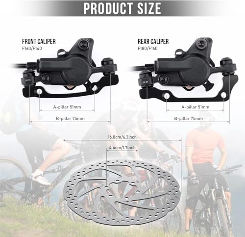 Image of Leosportz Hydraulic Break Set for Cycle - Bicycle Break Set for Front and Rear Wheel | Liver and Break Set with Disc Plates for Bike | MTB Bike Hydraulic Disc Brake Set (Hydraulic Break Set(Black))