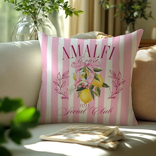 Image of Summer Lemon Coastal Pillow Covers 18x18, Amalfi Coast Decor,Mediterranean Amalfi Coast Party Decorative Throw Pillow Covers Pillowcases for Home Living Room Bedroom