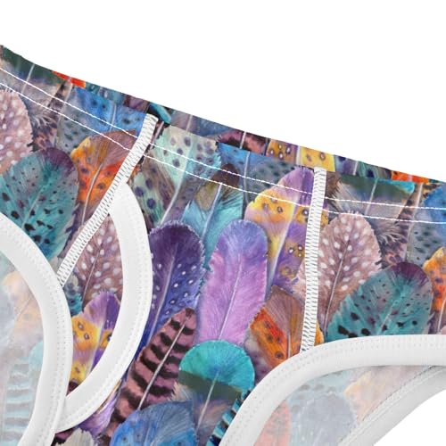 Boys' Exclusive Briefs Toddler Underwear 95% Combed Cotton Boxerbriefs 2T Colorful Feather Pattern 594