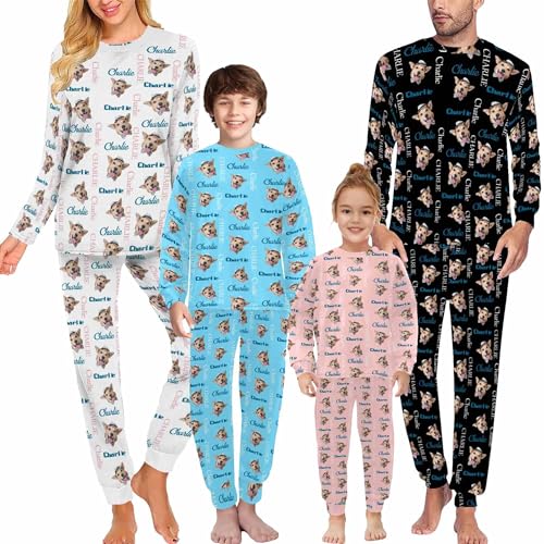 M YESCUSTOM Personalized Pajamas for Couples Women Custom Pajamas Sets with Photo Customized Face PJS Sleepwear Nightgown