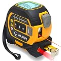 Laser Tape Measure 3-in-1 with Large LCD Display | Digital Laser Measurement Tool in/ft/m Scales up to 131ft with calculations | Tape Measure 16ft (in/ft/m) and Cross Line Laser | Batteries Included