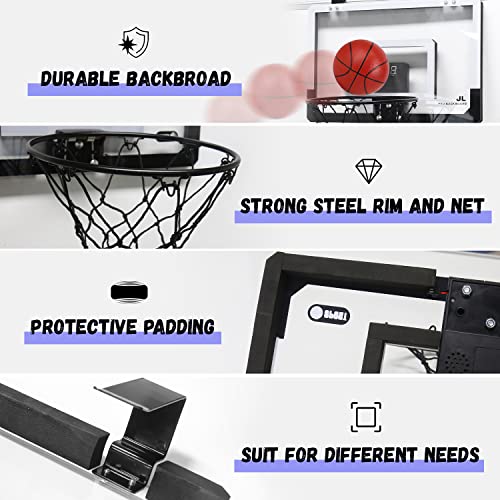 Door Basketball Hoop with Electronic Scoreboard, Indoor Mini Basketball Hoop, Over The Door Basketball Set with 3 Balls, Basketball Backboard Toy Gifts for Kids Boys Adults