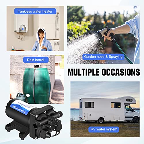 Image of ECO-WORTHY Industrial Water Pressure Diaphragm Pump 110V 5.5GPM 55PSI On Demand RV Fresh Water Pump 110Volt include Garden Hose Adapters for Transfer Booster Heater Barrel Sprinkle Irrigation
