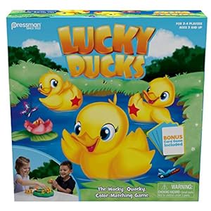 Pressman Lucky Ducks – The Memory and Matching Game That Moves – includes A Fun Pop The Pig Make-A-Match Card Game-Multicolor