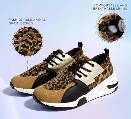 LUCKY STEP Women's High Heel Wedge Sneakers Fashion Cliff Platform Retro Lace Up Casual Shoes3