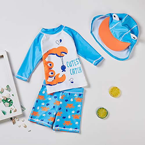 SGMWVB Baby and Toddler Boys' 3-Piece Swimsuit Set Bathing Suit with Hat Crab(9-18 Months) - Thumbnail 2