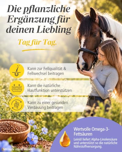 Stiefel Leinöl für Pferde 1L I Kaltgepresstes Öl für Fell, Haut & Verdauung