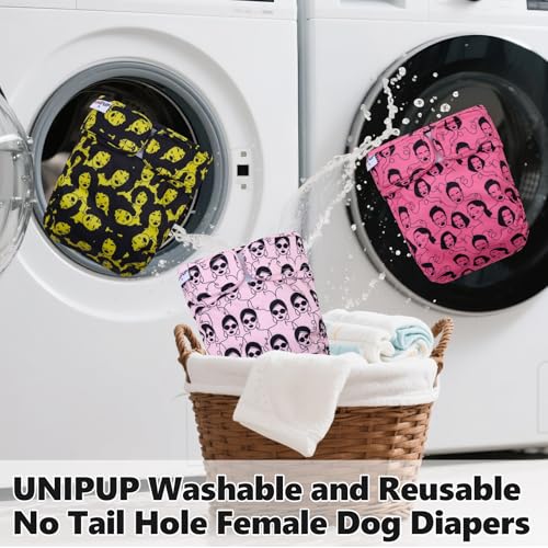 Image of Female Dog Diapers Reusable No Tail Hole Period Panties Washable 3 Pack Diapers Female for Docked-Tail Frenchie French Bulldog Boston Terrier Without Tail U-WWD06S