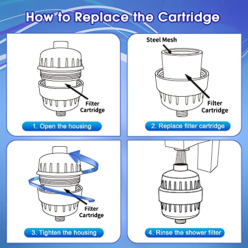 6 Pack Shower Filter Replacement Cartridge, 20 Stage Shower Head Filter Refill For Hard Water To Remove Chlorine Fluoride Heavy Metals, High Output Bath Filter Cartridges For Skin Hair Healthy #TOP5