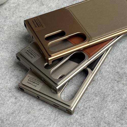 Image of FRATO Metallic AeroFLex Aluminium Leather Case for Samsung Galaxy S24 Ultra (Desert Titanium)