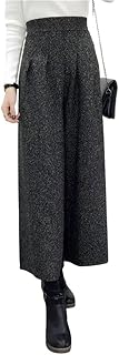 Women's Winter High Waist Wide Leg Plaid Wool Blend Palazzo Capri Pants ...