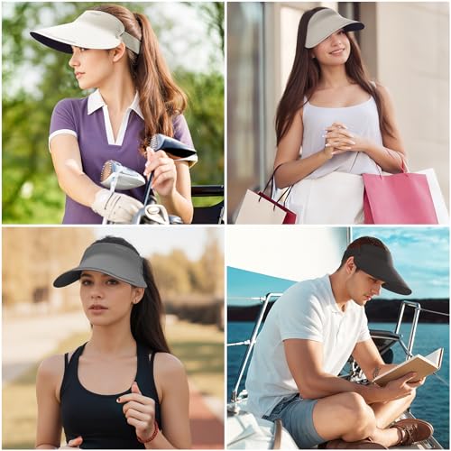 Sukeen Wide Brim Sun Visor Hat For Women Men,Upf50+ Seamless Sun Hats Foldable Ponytail Beach Hats For Daily Outdoor Sport Black thumb #5
