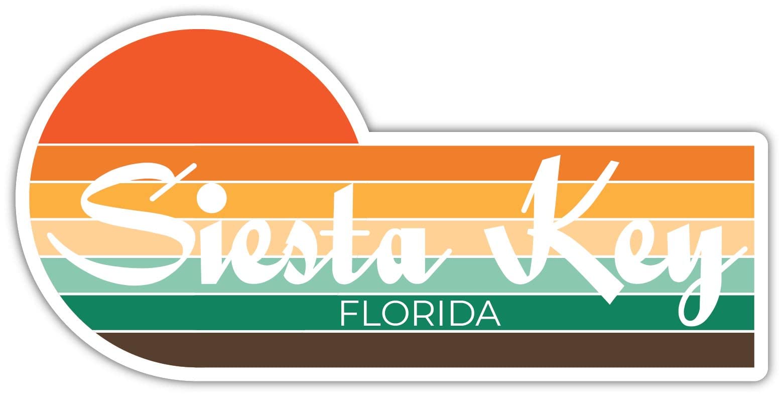 Siesta Key Florida 2 x 1.25 Inch Sticker Retro Vintage Sunset City 70s Aesthetic Design