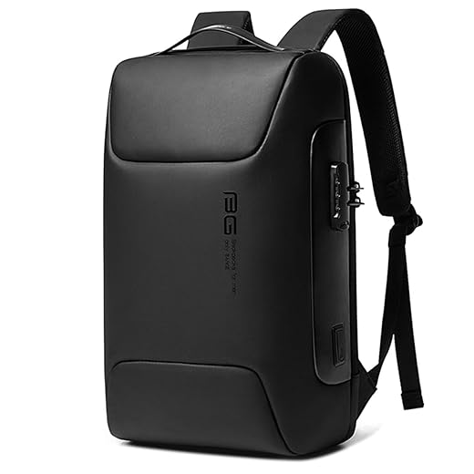BANGE - Mochila Masculina Executiva Antifurto Impermeável - Para Notebooks de Até 15.6 Polegadas, Possui Trava e Código - Detalhes em Couro Legítimo, Capacidade 30 Litros, Qualidade Premium