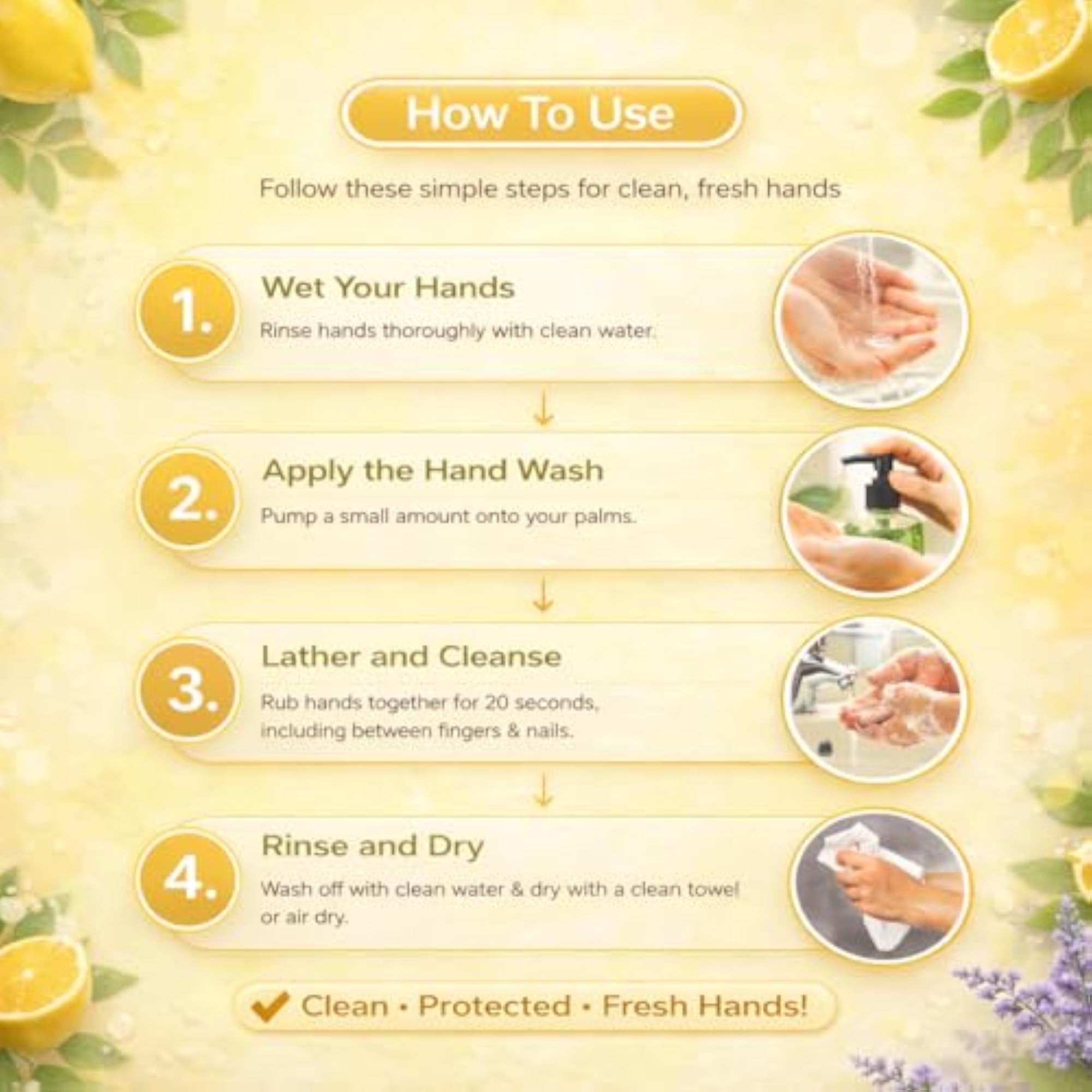Lemon Refreshing Hand Wash, Citrus Liquid Soap Pack of 2