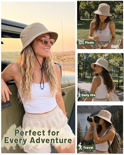 Image of Water-Resistant Bucket Hat for Women Men Rain Hat UPF 50+ Boonie Sun Hat Foldable Summer Floppy Fishing Safari Hats