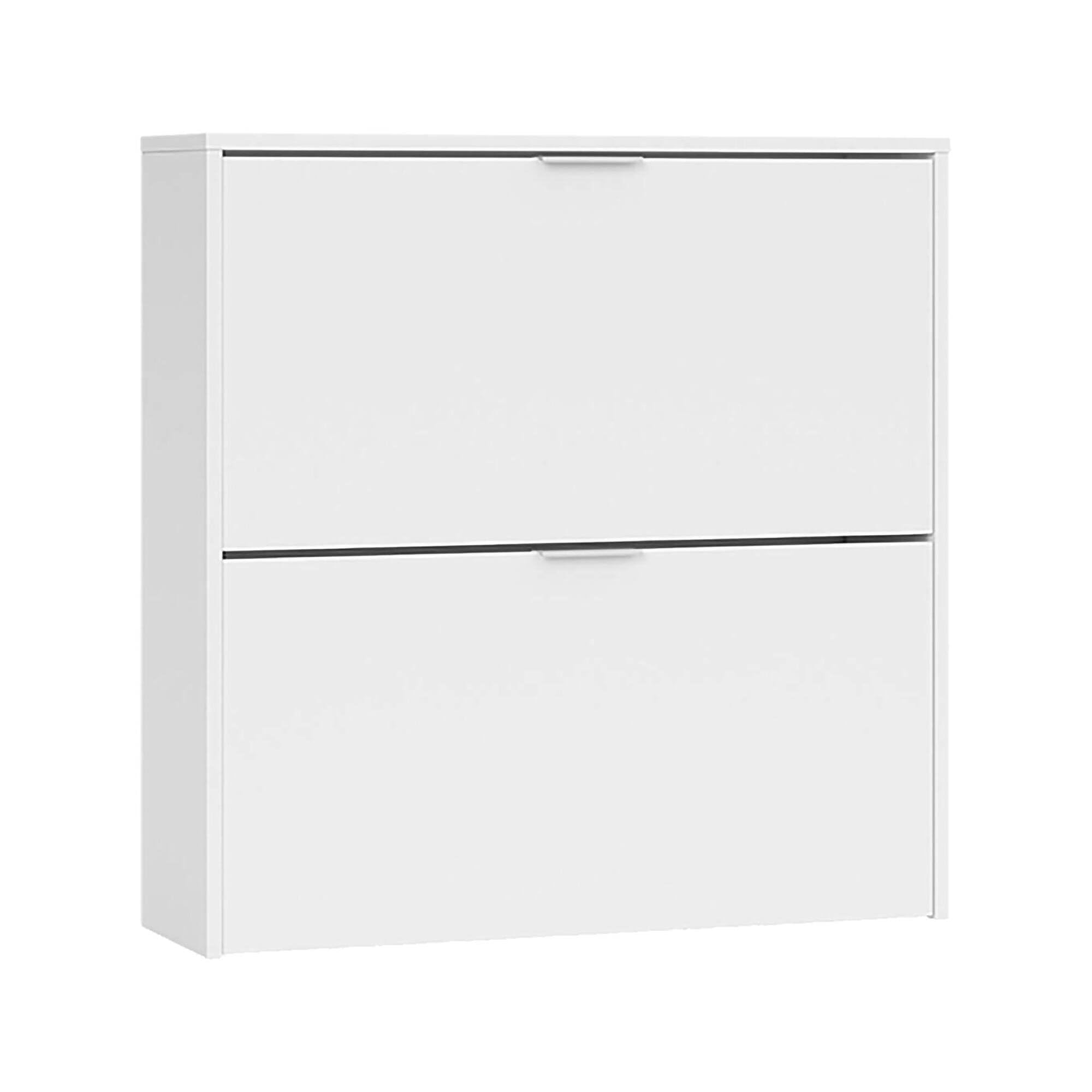 Dmora Scarpiera Louisville 22x75x76h cm Bianco 16 Paia 2 Ante, Mobile Portascarpe 4 Vani