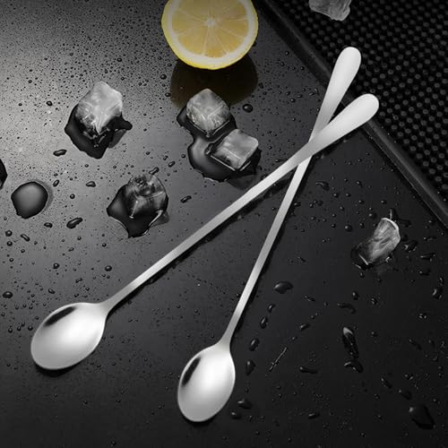 Miniatura 7 de Vanra Juego De 6 Cucharas De Té Helado De Mango Largo De 9 Pulgadas, Cucharas De Helado De Acero Inoxidable 18 8, Cucharas De Cóctel Para Agitar, Cucharas Largas De Café