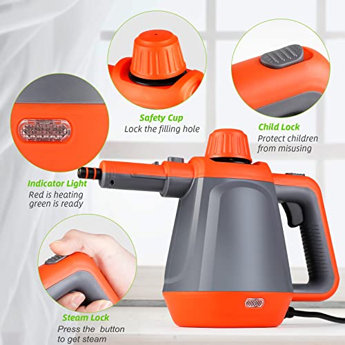 Limpiador-a-Vapor-de-Mano-1200W-Vaporeta-de-Limpieza-Hogar-con-Tanque-de-450ml-y-9-Accesorios-Vaporeta-de-Mano-de-Alta-Presion-para-Hogar-Cocina-Bano-Alfombras-Ropa-Cortinas