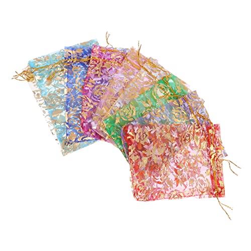 NIYANGLE 100Piezas Bolsa De Almacenamiento De Joyas De Paquete De Bolsas De Multifuncionales Para Fiestas y Bodas Con Cordón Bolsas Decorativas De Malla