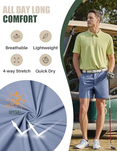 Image of PULI Golf Shorts Men 5 Inch Inseam Stretch Casual Dress Shorts with Pockets Waterproof Lightweight Quick Dry