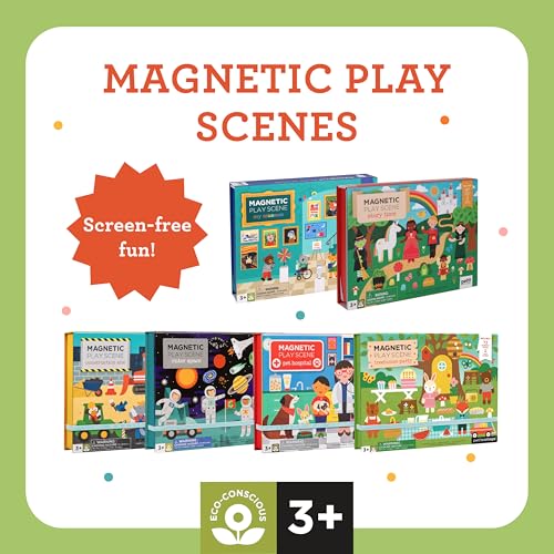Image of Petit Collage: Animal Friends Magnetic Game Board with Mix & Match, Ideal for Ages 3+, Includes Mag Play Scene Treehouse Party, 74 Count