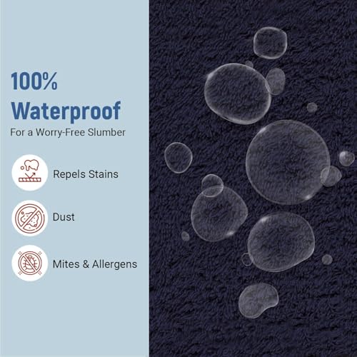 Image of La Verne 100% Waterproof Premium Cotton Feel Mattress Protector Queen Size 78 x 60 Inches | Breathable and Hypoallergenic Ultra Soft Fitted Bed Protector Cover