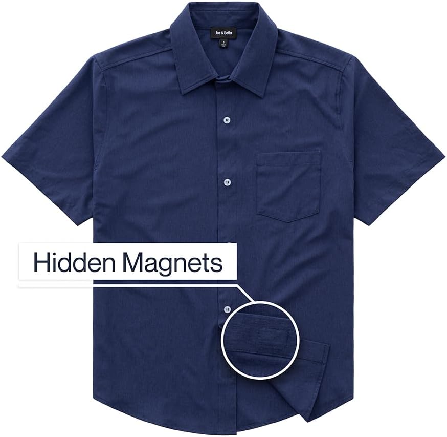 Joe & Bella Short-Sleeve Magnetic Button Shirts for Men - Adaptive Dress Shirts - Easy One-Hand Dressing - Image 4