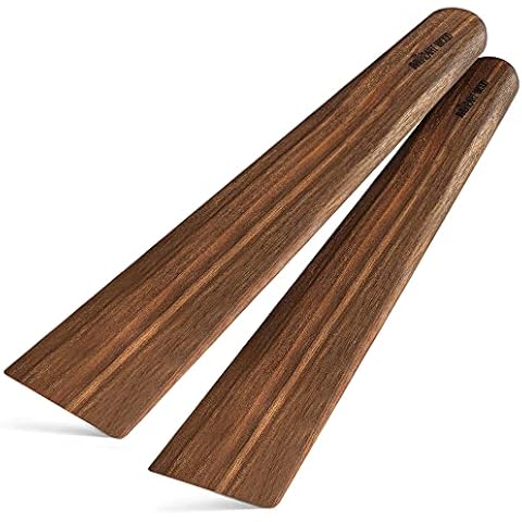 2 Pcs Walnut Wood Spatula, 9.8-inch Long | Multipurpose Cooking Tool for Flipping, Stirring, Salad Mixing, and Serving | Sharp Flat Edge, Ergonomic, Eco-Friendly, Durable Cover
