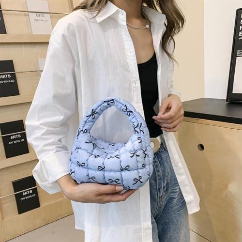 Image of Quilted MINI Handbag and Purses Women Puffer Nylon Hobo Cotton Padded Purse Work Travel Lightweight