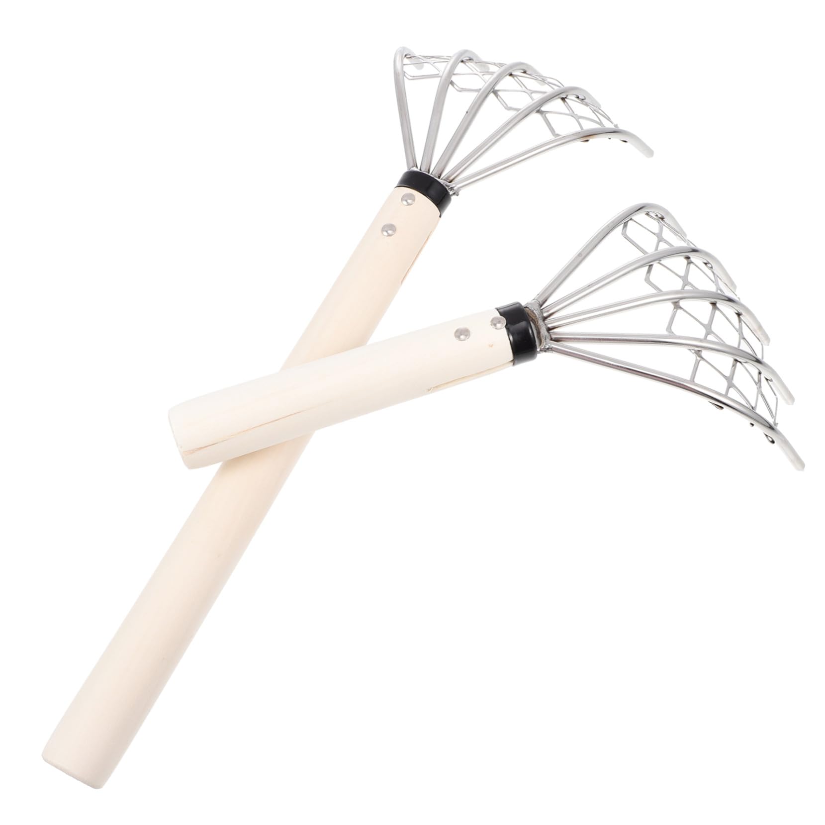 Rastrillo De Mano De Acero Inoxidable 304 Cinco Púas y Malla, Herramienta para Excavar Almejas y Mariscos Playa, Mango Largo Ergonómico para Aflojamiento De Tierra, Set De 2 Piezas