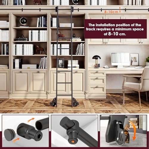 Kit quincaillerie pour échelle coulissante pour organiser la bibliothèque de la maison - 5