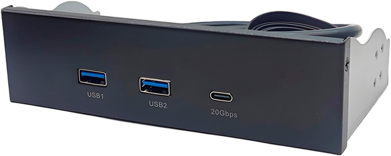 5.25Inch Disk Bay Panel USB3.2 Type C Adapter for PC Cases with Double USB A Port and Fast Speed Type C Port