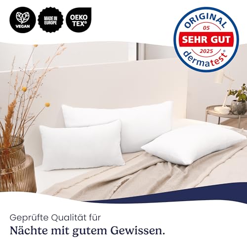 Gentle North Kopfkissen (50x75 cm groß) - 2er Set Kissen für Bett und als Dekokissen - Mit Reißverschluss für Füllung - Sofakissen - Zierkissen für Couch und Sofa - Ökotex - Waschbar bis 60° - Weiß