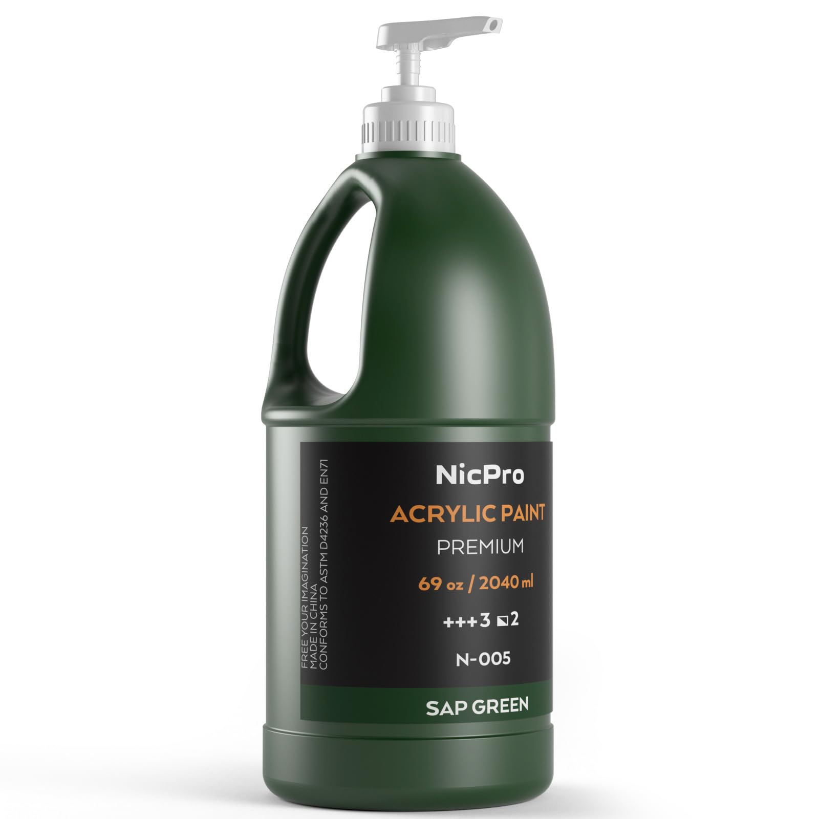 Nicpro Sap Green Large Acrylic Paint Set (69 oz, 2040 ml) Rich Art Painting Supplies Non Toxic for Multi Surface, Canvas, Wood, Leather, Fabric Stone
