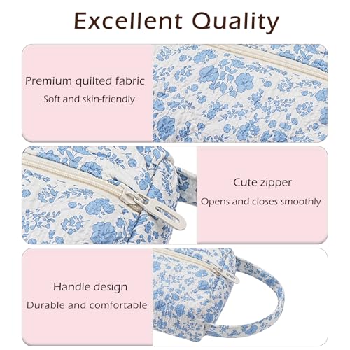 Image of RSRSLEII Quilted Hair Tools Travel Bag,Hair Styling Accessories Storage Case for Shark FlexStyle, Dyson Airwrap Hair Dryer, Curling Iron, Revlon Hair Tools,Portable and foldable(06Blue Flower)