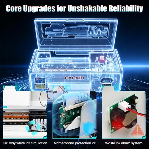 Image of FAFAIR A3 L1800 DTF Printer, Dtf Printer Machine with 6 Smart Upgrades & Auto Clean, DIY Print Machine with Software, Powder, 5 x 250ml Ink, and 1 x Roll of Film(L1800+Oven, White)